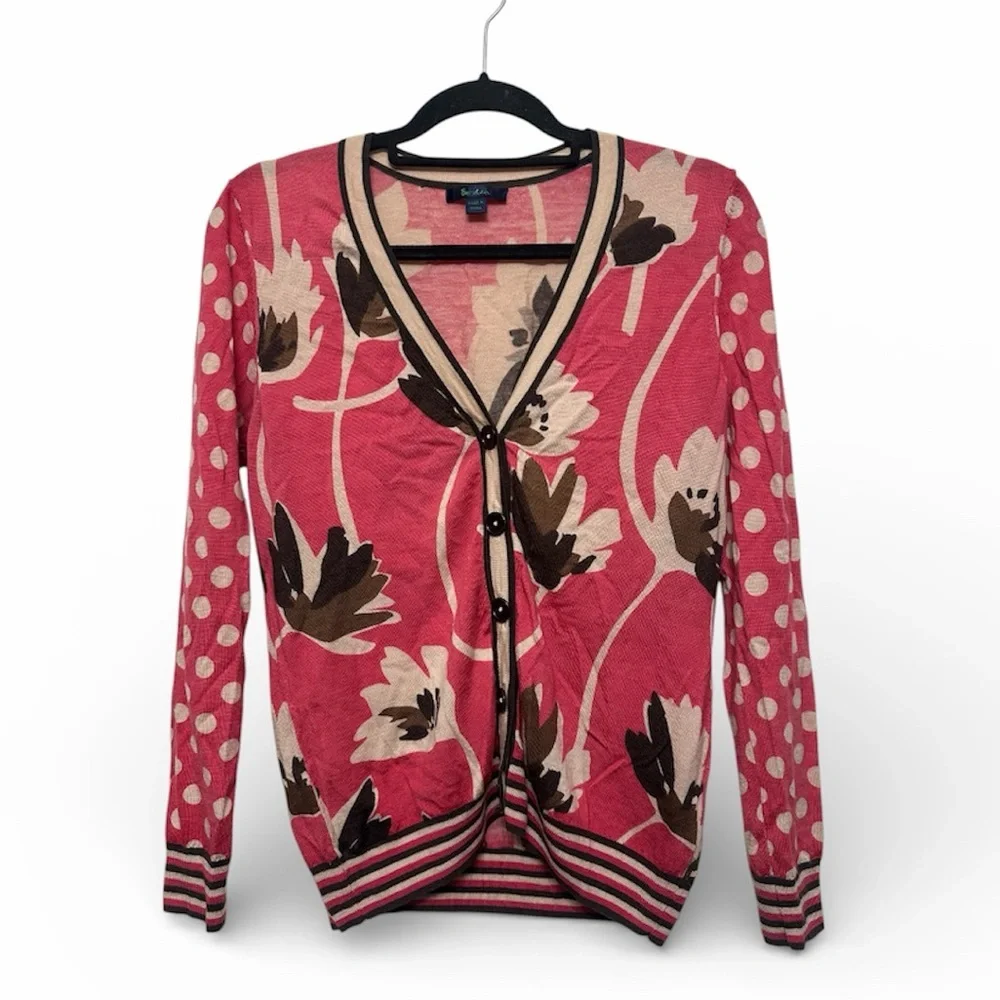 Boden Pink Floral Cardigan- 100% Wool